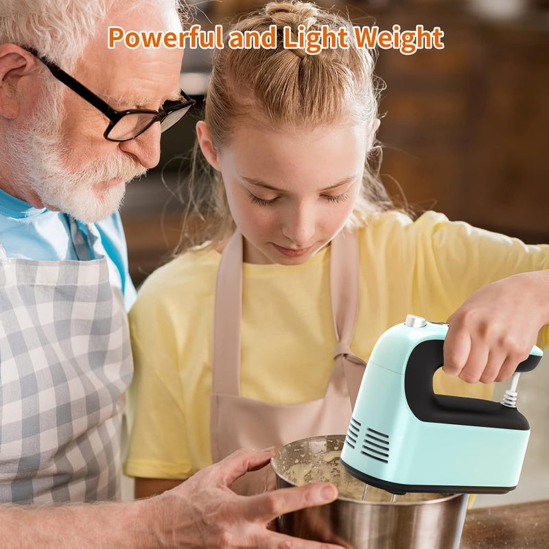 Yomelo 9-Speed Digital Hand Mixer Electric, 400W Powerful DC Motor, Hand Mixer Electric Handheld with Snap-On Storage Case, 5 Stainless Steel Accessories, Beaters, Dough Hooks, Whisk(Ice Blue/Black) - Image 4